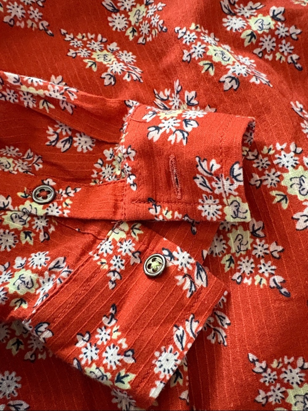 Pilcro Coral Red Floral Button-Down Shirt - Picture 6 of 9